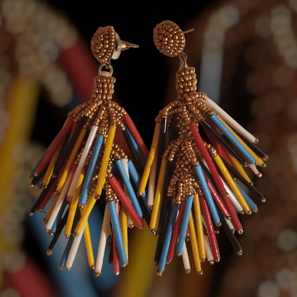 Colorful Beaded Tassel Earrings
